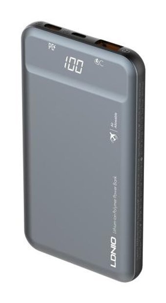 Ldnıo Pq1015 10000 mAh Hızlı Şarj Type C - USB Powerbank Gri