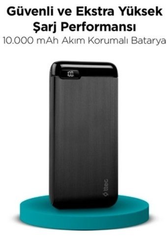 Ttec 2Bb183S Powerslim 10000 mAh Hızlı Şarj Micro Lightning - Type C - USB Powerbank Siyah