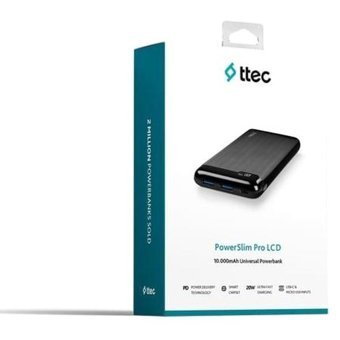 Ttec Powerslim Duo 2Bb185S 10000 mAh Hızlı Şarj Micro Lightning - Type C - USB Powerbank Siyah