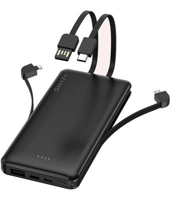 Shaza 10000 mAh Micro Lightning - Type C - USB Powerbank Siyah
