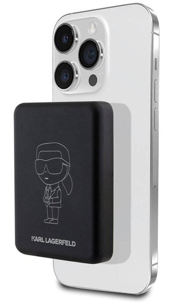 Karl Lagerfeld 5000 mAh Hızlı Şarj Mıknatıslı Işıklı Type C Powerbank Siyah