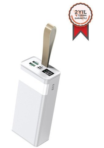 FullMoon Trm-1033 30000 mAh Hızlı Şarj Micro Lightning - Type C - USB Powerbank Beyaz