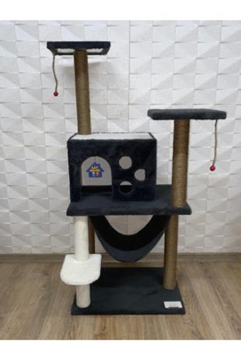 Cathause Oturaklı Oyuncaklı Katlı 128 cm Kedi Tırmalama Evi