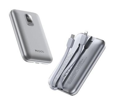 Yesido Yp48 10000 mAh Güneş Enerjili Hızlı Şarj Micro Lightning - Type C - USB Powerbank Gri