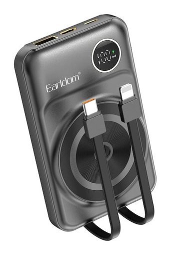 Ghk Tech Pd28 10000 mAh Hızlı Şarj Mıknatıslı Type C Kablosuz Powerbank Siyah