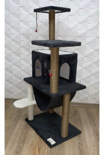 Cathause Oturaklı Oyuncaklı Katlı 128 cm Kedi Tırmalama Evi