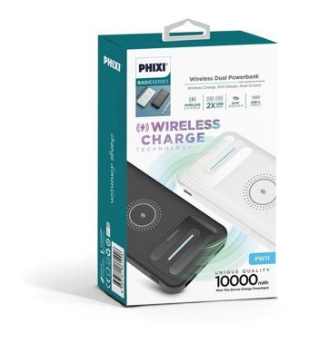 Phixi Basic Pw11 10000 mAh Mıknatıslı Micro Type C - USB Powerbank Siyah
