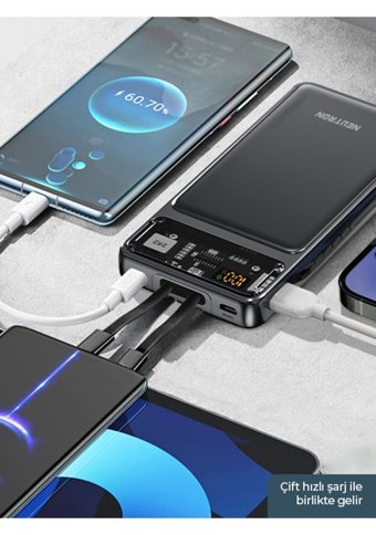 Neutron Ntl-Pb-12F2 10000 mAh Hızlı Şarj Lightning - Type C Powerbank Siyah