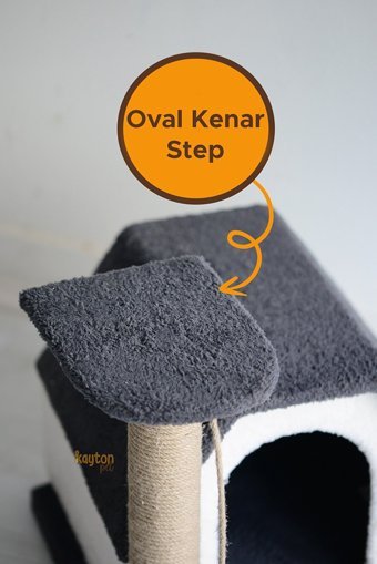 Kayton Oturaklı Oyuncaklı 43 cm Kedi Tırmalama Evi