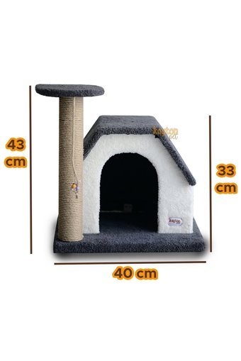 Kayton Oturaklı Oyuncaklı 43 cm Kedi Tırmalama Evi