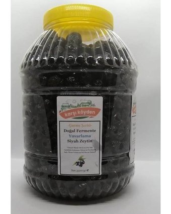 Karşı Köyden Doğal Fermente Tuzlu Sele Siyah Zeytin Pet Kavanoz 3.5 kg