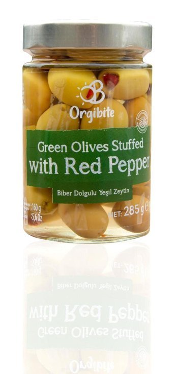 Orgibite Biberli Yeşil Zeytin Pet Kavanoz 285 gr
