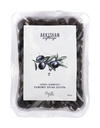 Akkızhan Çiftliği Edremit Az Tuzlu Siyah Zeytin Paket 500 gr