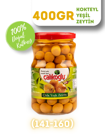 Çalıkoğlu Kokteyl Yeşil Zeytin Pet Kavanoz 400 gr