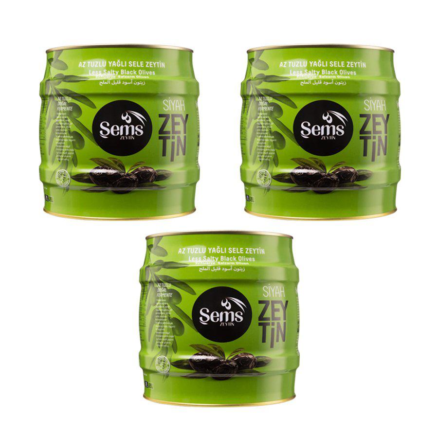 Şems Tuzlu Sele Siyah Zeytin Teneke 3x2 kg