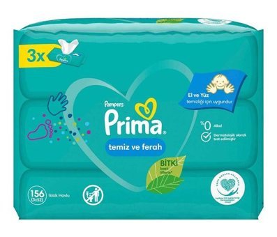 Prima Temiz Ve Ferah 52 Yaprak 3'lü Islak Mendil