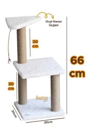 Kayton Oturaklı Oyuncaklı Katlı 66 cm Kedi Tırmalama Tahtası