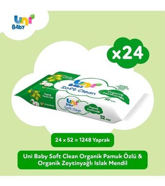 Uni Baby Soft Clean Organik Zeytinyağlı 52 Yaprak Islak Mendil