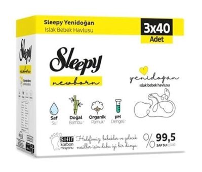 Sleepy Natural Yenidoğan 40 Yaprak 3'lü Islak Mendil