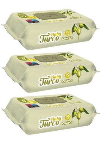 Baby Turco Zeytinyağlı 90 Yaprak 3'lü Islak Mendil