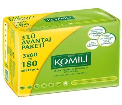Komili Yenidoğan Zeytinyağlı 60 Yaprak 3'lü Islak Mendil