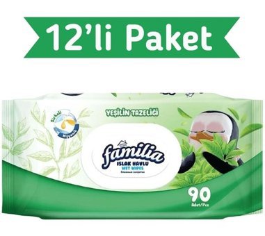 Familia Yeşilin Tazeliği 90 Yaprak 12'li Islak Mendil