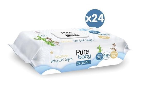 Pure Baby Organik Yenidoğan 70 Yaprak 24'lü Islak Mendil