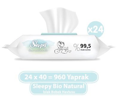 Sleepy Bio Natural Yenidoğan 40 Yaprak 24'lü Islak Mendil