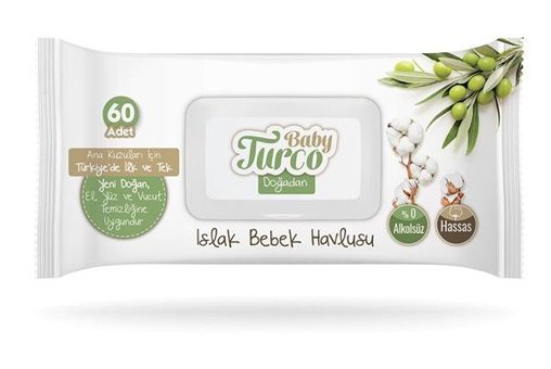 Baby Turco Doğadan Yenidoğan Zeytinyağlı 60 YapraK 3'lü Islak Mendil