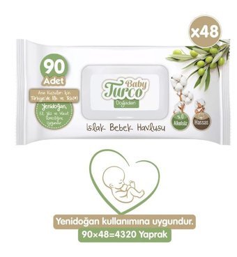 Baby Turco Doğadan Yenidoğan 90 Yaprak 48 'li Islak Mendil