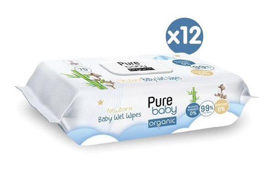 Pure Baby Organik Yenidoğan 70 Yaprak 12'li Islak Mendil
