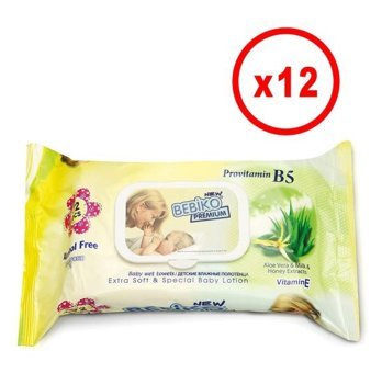 Bebiko Premium 72 Yaprak 12'li Yaprak Islak Mendil