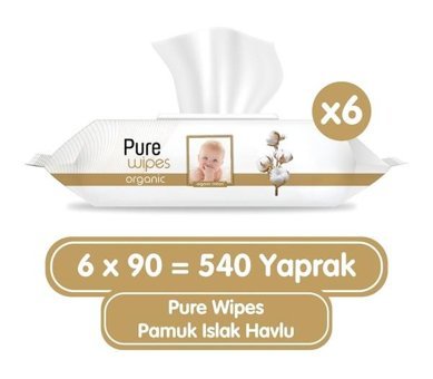 Pure Baby Wipes Organik 540 Yaprak Islak Mendil