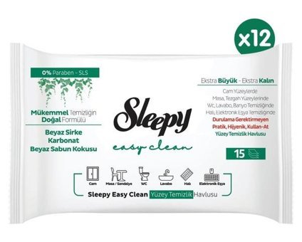 Sleepy Easy Clean 15 Yaprak 12'li Islak Mendil