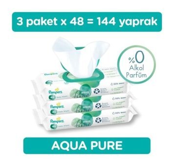 Prima Pampers Aqua Pure Yenidoğan 48 Yaprak 3'lü Islak Mendil