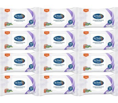 Activex Hassas Ciltler Antibakteriyel 50 Yaprak 12'li Islak Mendil