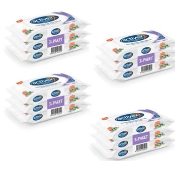Activex Hassas Ciltler Antibakteriyel 45 Yaprak 4'lü x 3 Adet Islak Mendil
