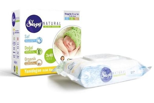 Sleepy Natural Ultra Hassas Yenidoğan 40 Yaprak 3'lü Islak Mendil