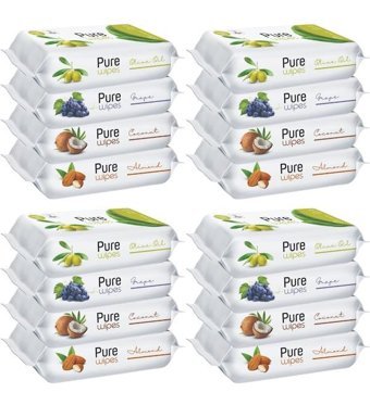 Pure Baby Wipes Zeytinyağlı 50 Yaprak 16'lı Islak Mendil