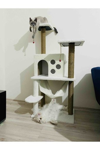 Cathause Oturaklı Oyuncaklı Katlı Kedi Tırmalama Evi