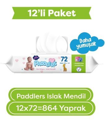 Paddlers Soft & Cream Yenidoğan 72 Yaprak 12'li Islak Mendil