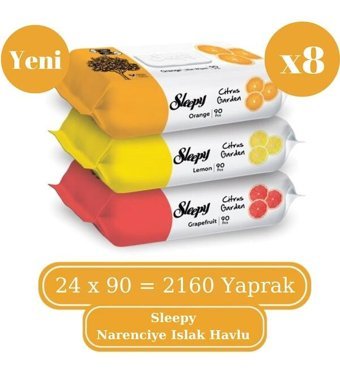 Sleepy Narenciye Bahçesi 90 Yaprak 24'lü Islak Mendil