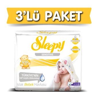 Sleepy Sensitive Hassas Ciltler 50 Yaprak 3'lü Islak Mendil