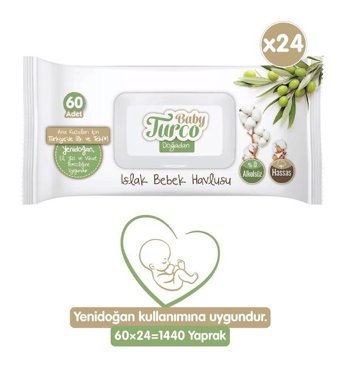 Baby Turco Doğadan Yenidoğan 60 Yaprak 24'lü Islak Mendil