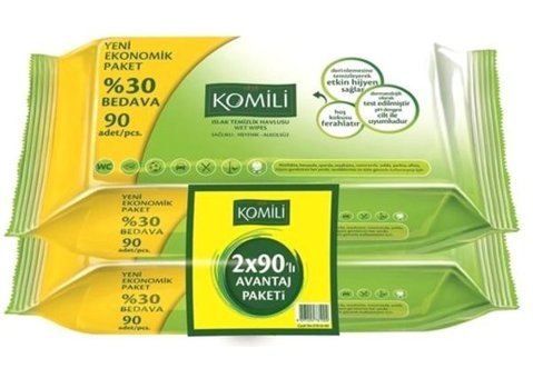 Komili Zeytinyağlı 90 Yaprak 4'lü Islak Mendil
