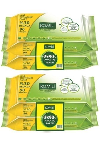 Komili Zeytinyağlı 90 Yaprak 4'lü Islak Mendil