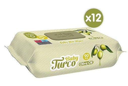 Baby Turco Zeytinyağlı 90 Yaprak 12'li Islak Mendil