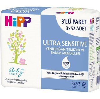 Hipp Baby Sensitive Yenidoğan Zeytinyağlı 52 Yaprak 9'lu Islak Mendil