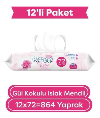 Paddlers Papatya Kokulu 72 Yaprak 12'li Islak Mendil