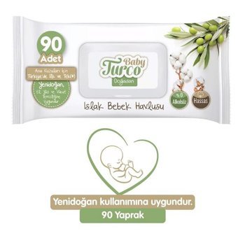 Baby Turco Yenidoğan 90 Yaprak 12'li Islak Mendil